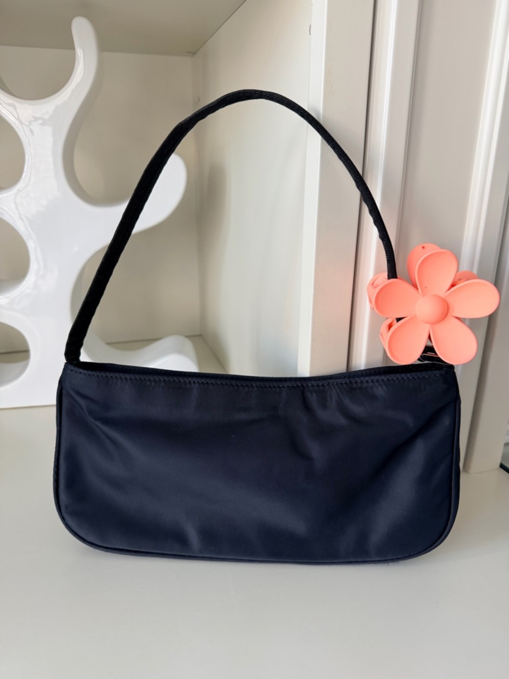 ARITZIA Main Character Nylon Classic Black Baguette Shoulder Bag Like New